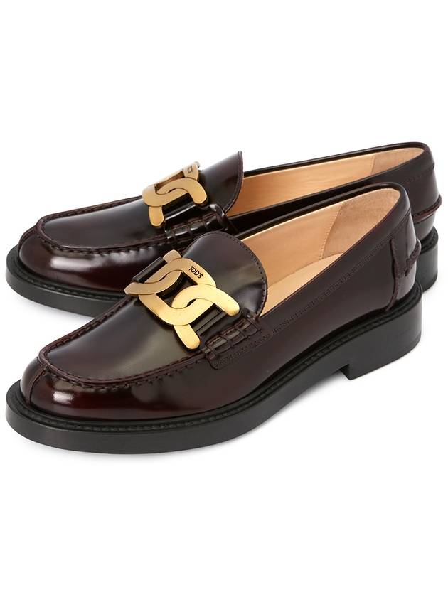 Brushed Leather Chain Loafers Brown - TOD'S - BALAAN.
