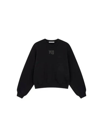 Puff Logo Crew Neck Sweatshirt Black 271580 - ALEXANDER WANG - BALAAN 1