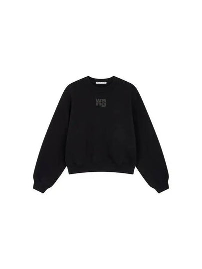 Puff Logo Crew Neck Sweatshirt Black 270291 - ALEXANDER WANG - BALAAN 1