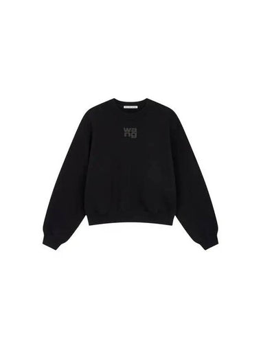 Puff Logo Crew Neck Sweatshirt Black 270291 - ALEXANDER WANG - BALAAN 1