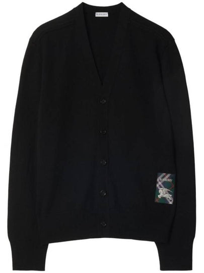 Check Label Wool Cardigan Black - BURBERRY - BALAAN 2