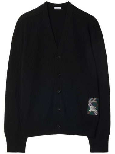 Check Label Wool Cardigan Black - BURBERRY - BALAAN 1