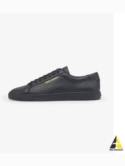 Andy Embossed Logo Leather Low Top Sneakers Black - SAINT LAURENT - BALAAN 2