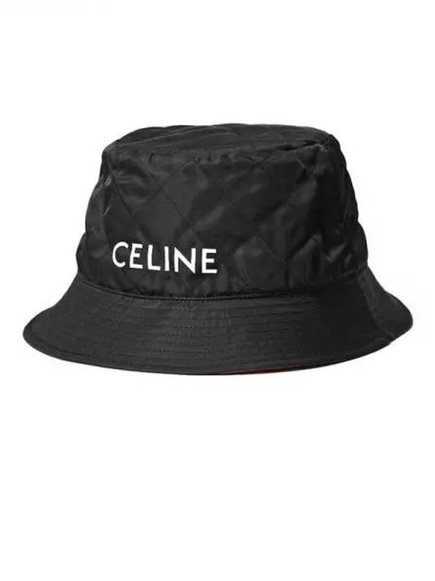 Logo Quilted Nylon Twill Bucket Hat Black - CELINE - BALAAN 2