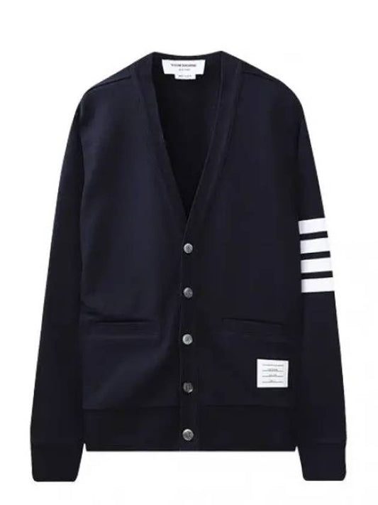 Diagonal Stripe RWB Tab Loopback Jersey Knit Cardigan Men - THOM BROWNE - BALAAN 1