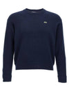 Logo Patch Crew Neck Knit Top Blue - LACOSTE - BALAAN 1