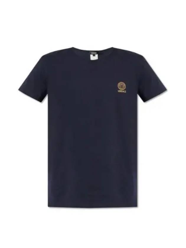 Medusa Logo Print Under Short Sleeve T-Shirt Dark Blue - VERSACE - BALAAN 2