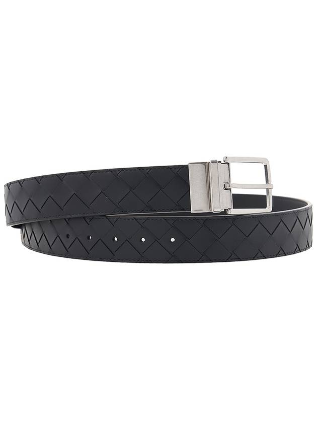 Men's Intrecciato Leather Belt Black - BOTTEGA VENETA - BALAAN 4