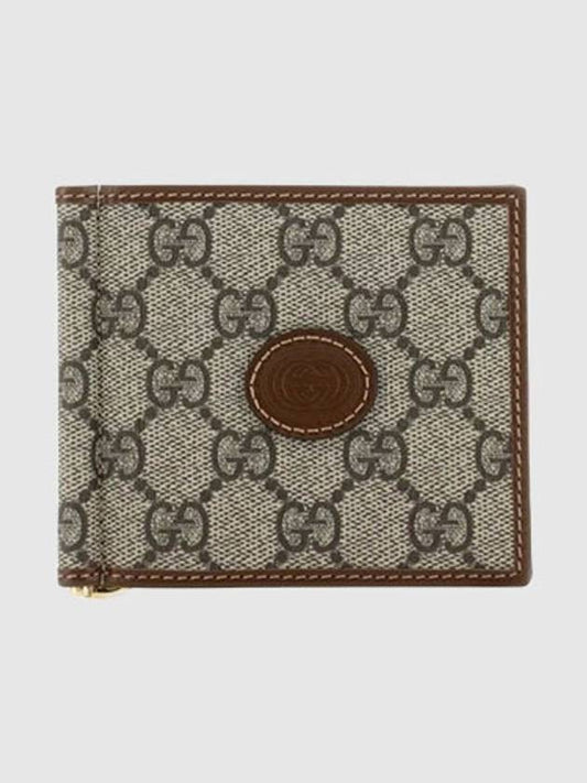 GG Supreme Interlocking Money Clip Half Wallet Brown - GUCCI - BALAAN 2