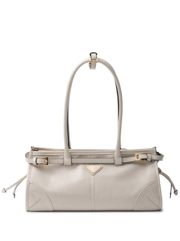 Medium Leather Tote Shoulder Bag White - PRADA - BALAAN 1