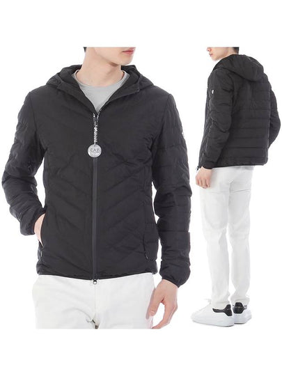 Logo Hooded Down Padding Black - EMPORIO ARMANI - BALAAN 2