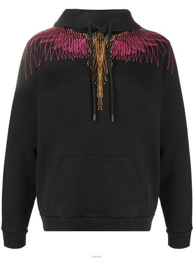 Fuchsia Wing Camo Wing Hoodie Black - MARCELO BURLON - BALAAN 1