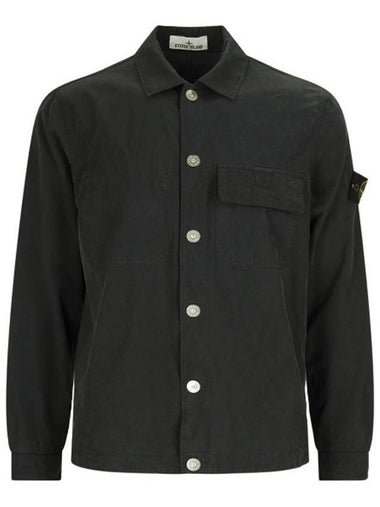 Cupro Cotton Twill Over Long Sleeve Overshirt Jacket Black - STONE ISLAND - BALAAN 1