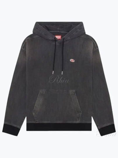 D Um Rib Track Denim Hoodie Black Dark Grey - DIESEL - BALAAN 2