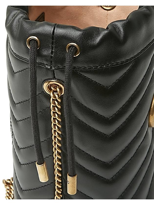 GG Marmont Gold Chain Mini Bucket Bag Black - GUCCI - BALAAN 8