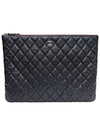 Women s A82552 Cavier Skin Classic COCO Silver Logo Large Clutch - CHANEL - BALAAN 1