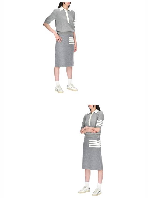 Double Face Merino 4 Bar A-Line Skirt Light Grey - THOM BROWNE - BALAAN.