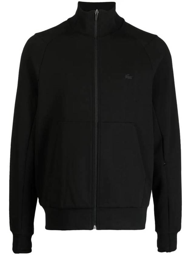 High Neck Zip Jacket Black - LACOSTE - BALAAN 1