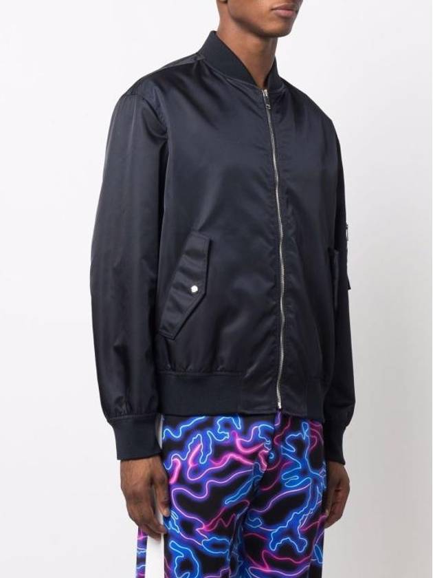 Men's Neon Back Logo Bomber Jacket Navy - VALENTINO - BALAAN 4