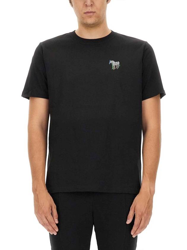 Zebra Print Cotton Short Sleeve T-Shirt Black - PAUL SMITH - BALAAN 2