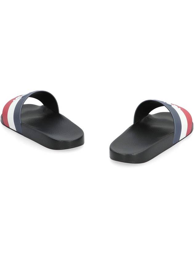 Basil Logo Emboss Striped Slippers Black - MONCLER - BALAAN 4