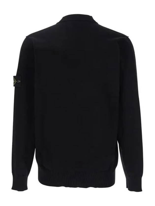 Waffen Organic Cotton V-Neck Cardigan Black - STONE ISLAND - BALAAN 3