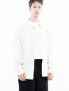 Men s M243OT03IV Tier Damage Collar Neck Button Cardigan Ivory - CHANCE'S NOI - BALAAN 7