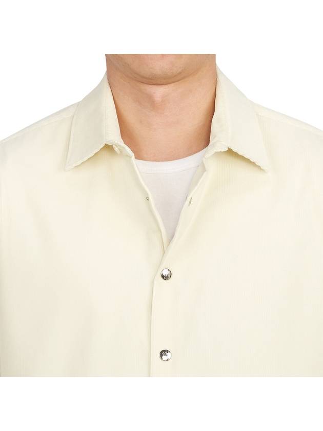 Men's Corduroy Slim Cut Long Sleeve Shirt White - MONCLER - BALAAN 9