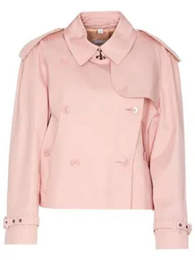 Cotton Gabardine Cropped Trench Coat Pink - BURBERRY - BALAAN 1