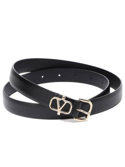 V Logo Leather Belt Black - VALENTINO - BALAAN 2