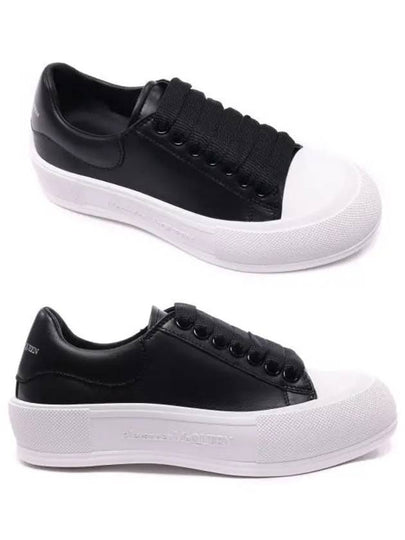 Deck Plimsol Leather Low Top Sneakers Black - ALEXANDER MCQUEEN - BALAAN 2