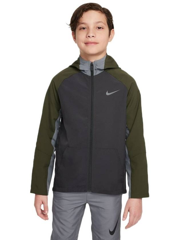 Kids Windbreaker Jacket DO7095 060 Charcoal Olive 160 L Asian Fit - NIKE - BALAAN 1