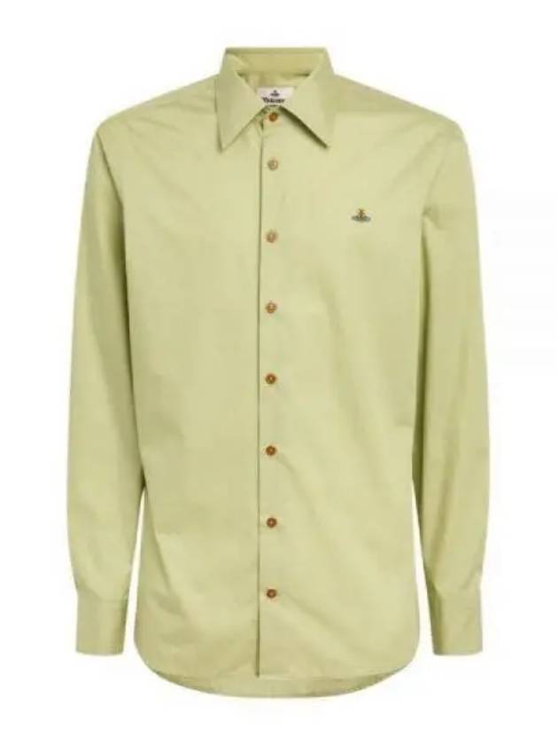 Men's Embroidered ORB Long Sleeve Shirt  Light Green - VIVIENNE WESTWOOD - BALAAN 2