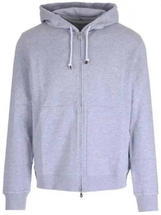 Tech Cotton Zip-Up Hoodie Heather Grey - BRUNELLO CUCINELLI - BALAAN 2