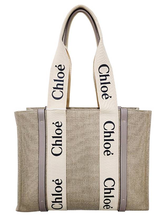 Woody Canvas Medium Tote Bag Grey - CHLOE - BALAAN 2