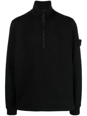 Ghost Piece Half Zip Up Knit Top Black - STONE ISLAND - BALAAN 1