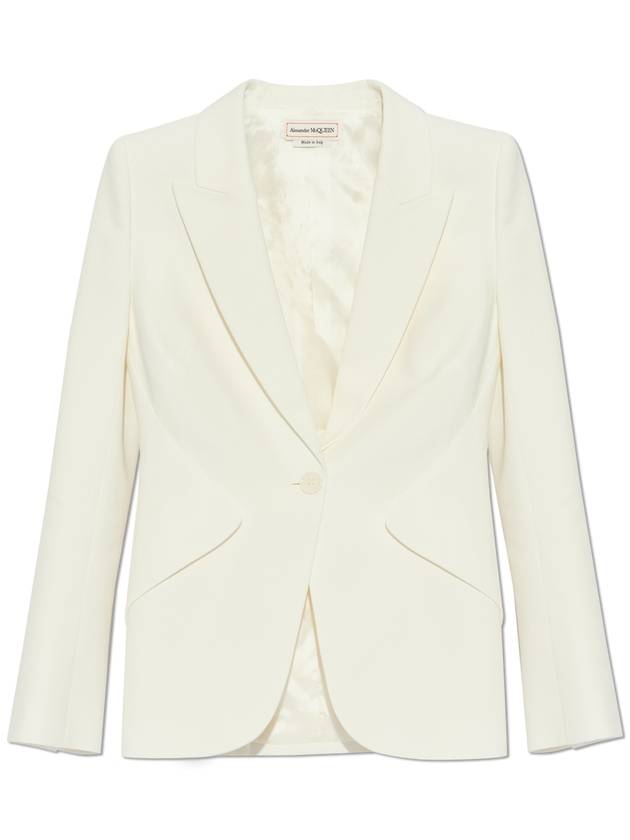 Women's Thin Crepe Single Jacket White - ALEXANDER MCQUEEN - BALAAN 2