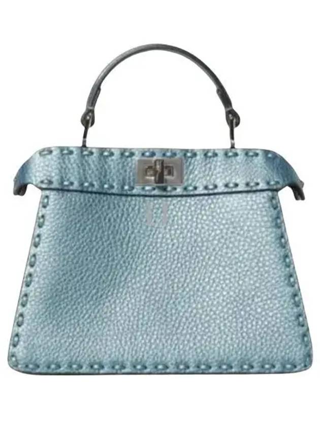 Peekaboo ISeeU Petite Tote Bag Blue - FENDI - BALAAN 2