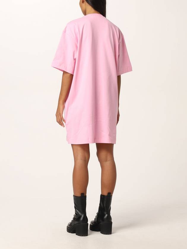 Milano Brushed Logo Short Sleeve Short Dress Pink - MSGM - BALAAN 3