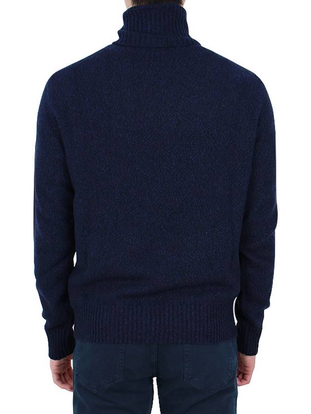 Heart Logo Cashmere Turtleneck Navy - AMI - BALAAN 5