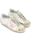 Women's Superstar Silver Heel Tab Pink Star Low Top Sneakers White - GOLDEN GOOSE - BALAAN 4