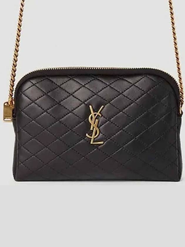 Gaby Quilted Lambskin Chain Cross Bag Black - SAINT LAURENT - BALAAN 2