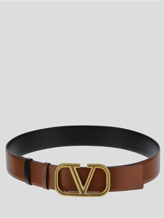 Reversible V Logo Signature Leather Belt Brown Black - VALENTINO - BALAAN 2