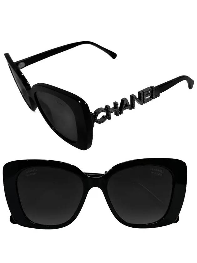 Lettering Cat Eye Sunglasses CH5422B C501T8 A71353 Black Logo - CHANEL - BALAAN 1