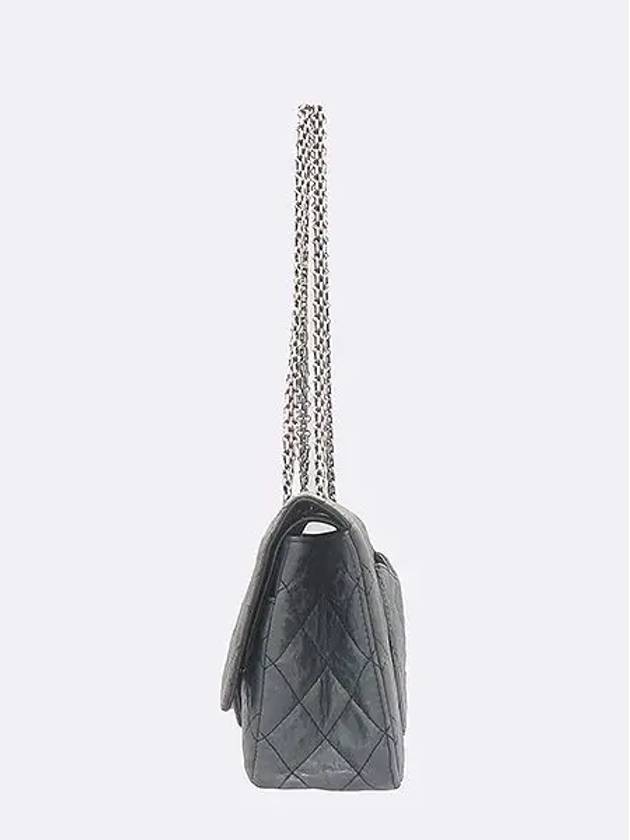 A37590 Black Leather Vintage 2 55 Maxi Silver Chain Shoulder Bag - CHANEL - BALAAN 3