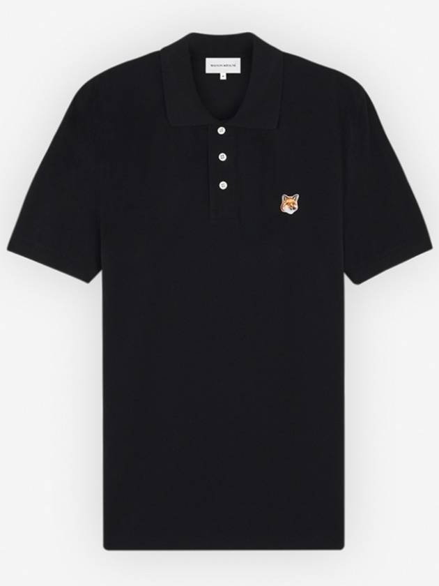 Fox Head Patch Cotton Polo Shirt Black - MAISON KITSUNE - BALAAN 2