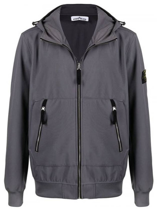 Men's Light Soft Shell R Hooded Jacket Dark Grey - STONE ISLAND - BALAAN 2