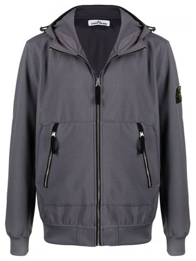 Men's Light Soft Shell R Hooded Jacket Dark Grey - STONE ISLAND - BALAAN 2