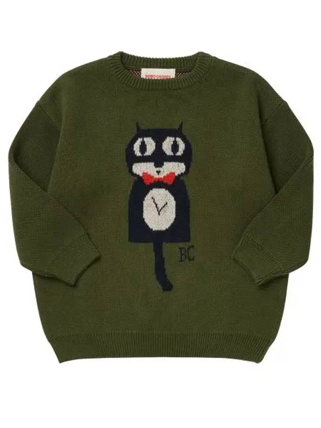 Knit 222AC107 340 72A7D 300 03 Cat O Clock Jacquard Loose Fit Kids - BOBO CHOSES - BALAAN 1