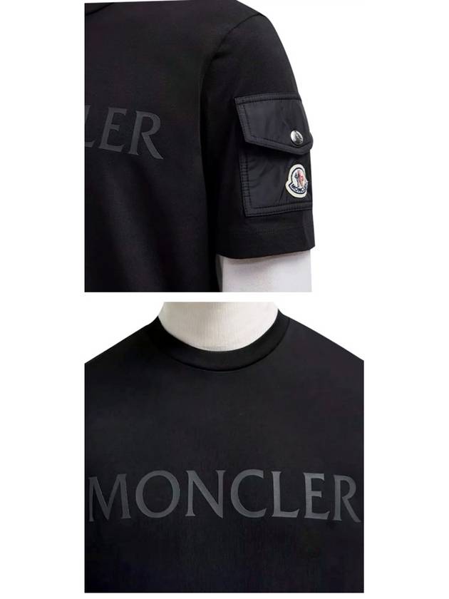 8C00023 8390T 999 Flock Logo Patch Round Short Sleeve T Shirt Black Men s TEO - MONCLER - BALAAN 5